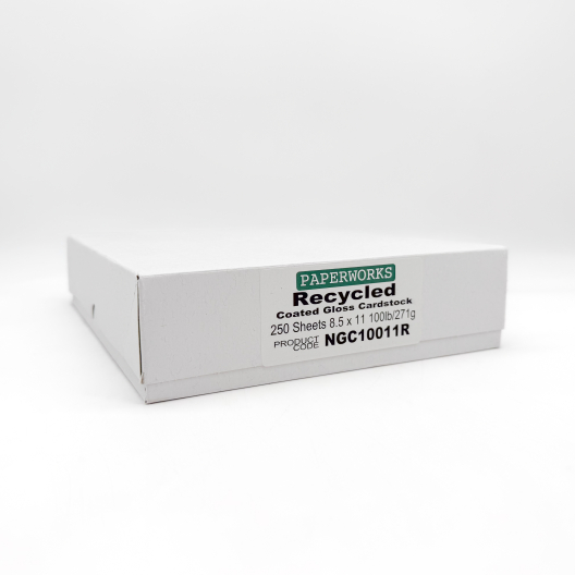 Paperworks Recycled Coated Gloss 100lb/271g Cardstock 8-1/2x11 250/pkg