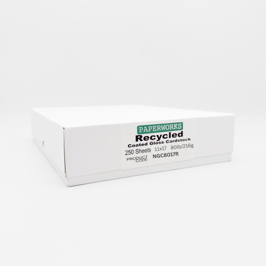 NEW ITEM! Paperworks Recycled Coated Gloss 80lb/216g Cardstock 11x17 250/pkg