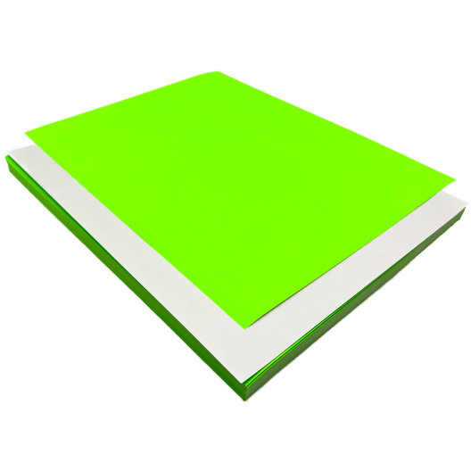 Fluorescent Green 8-1/2x11 Self-Adhesive Label Paper 100/pkg