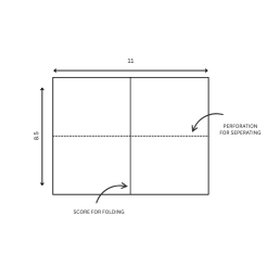 8-1/2x11 Blank Golf Scorecards 2-up 80lb/216g Cardstock 250/pkg  yield 500 cards